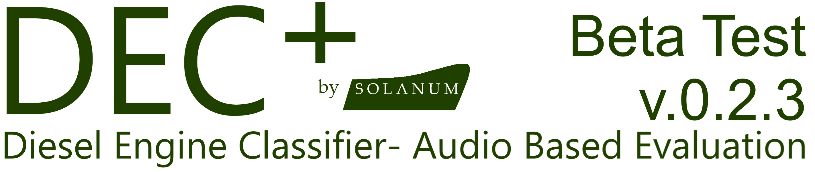 Beta test- Version 0.2.3- Diesel Engine Classifier Plus, by Solanum LLC. Audio-based evaluation of engine condition.